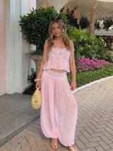 Women Floral Lace Sheer Layers Skirt Set Suspenders Ruffle Top High Waist Maxi Skirts 2026 Summer Beach Vacation Female Outfits