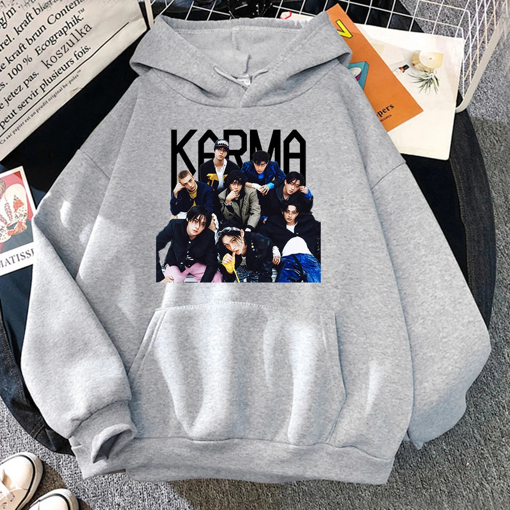 KARMA Vintage-Inspired Fleece Pullover Hoodie