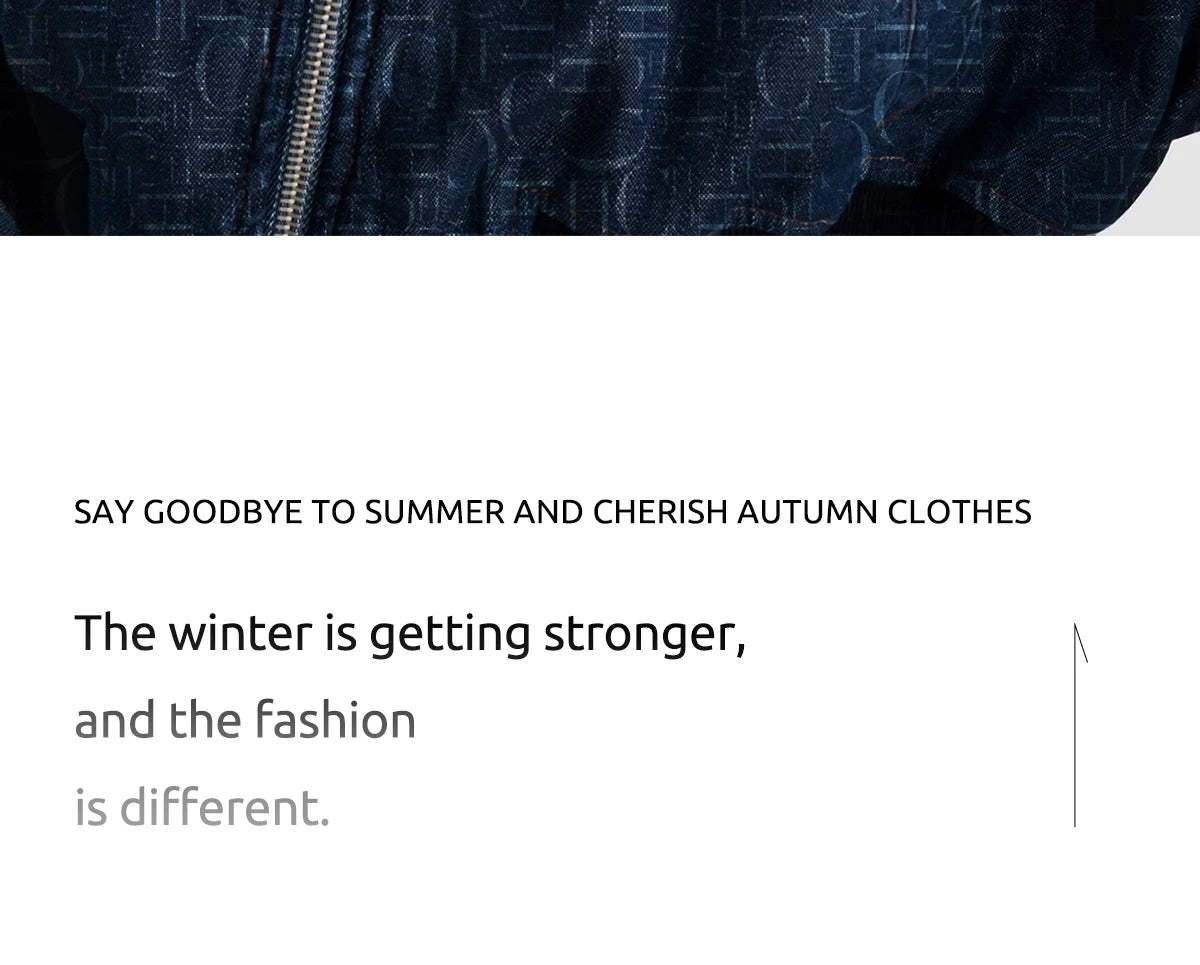 Spring Denim Casual Zipper Jacket – Simple Letter Print Coat