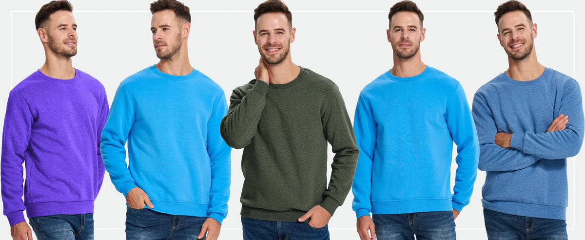 TACVASEN Winter Thicken Fleece Crewneck Sweatshirt Mens Warm Sherpa Lined Heavy Winter Pullover Basic Tops Shirts No Hood Hoodie