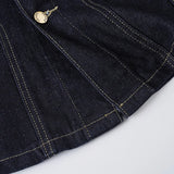 Y2K Vintage Patchwork Denim Jacket – Retro Streetwear Long-Sleeve Coat