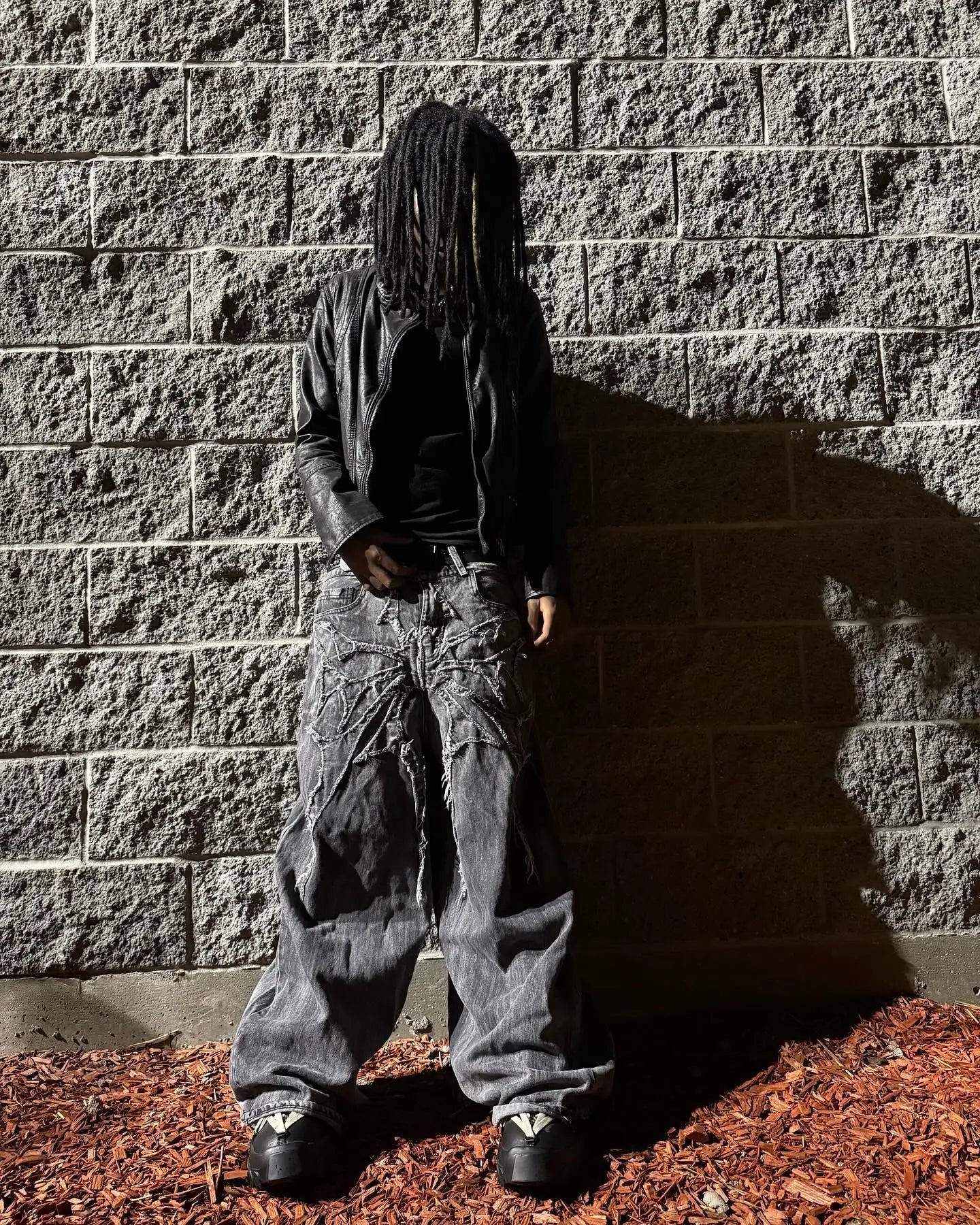 Y2K Phantom Spider Patch Baggy Jeans