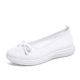 Women's Breathable Mesh Flat Shoes, Decorated with a Bow, Are Lightweight and Comfortable, Perfect for Mom Shoes.