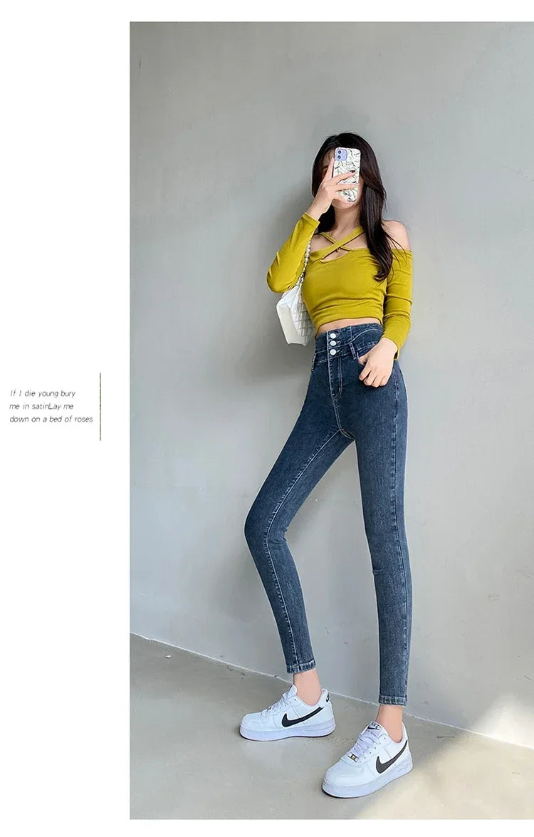 Women's High Waist Stretch Jeans – Slim Denim Pants