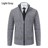 Men’s Fleece-Lined Stand Collar Cardigan