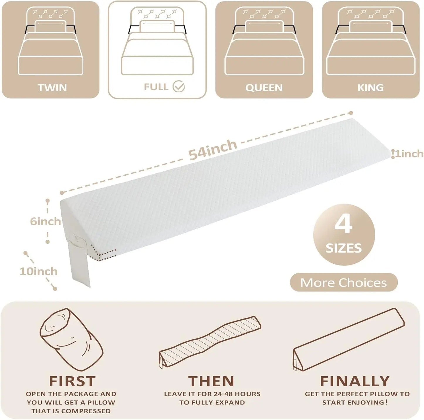 Bed Wedge Pillow-Adjustable 0-7" Gap Filler for Headboard & Mattress/Wall, Backrest, Bed Pillows for Snoring, Spinal Alignment