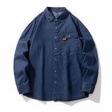 Classic Washed Denim Shirt Men's 2025 Autumn New Dark Blue Fashion Loose Casual Long-sleeved Jean Shirts Korean Clothes