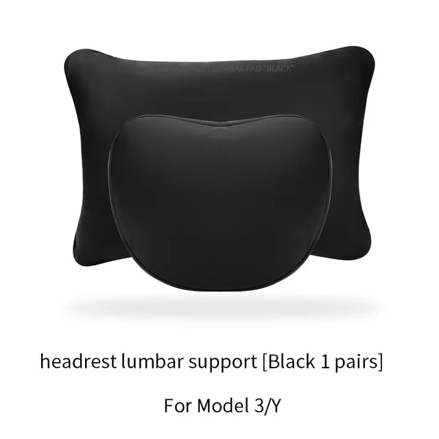 OULEX For Tesla Model 3 Y/Juniper Flocking/Leather Car Seat Neck Pillow Soft Memory Neck Pillow High-Quality Headrest Support
