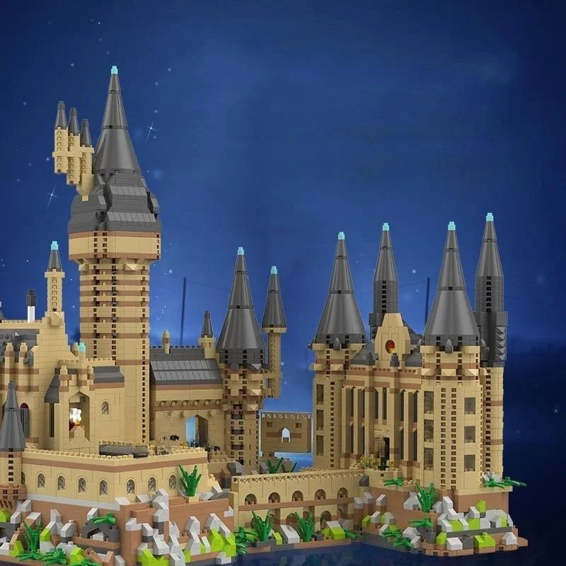 New Magic Castle Micro Building  Blocks Light Up Street View Architecture Creative MOC Model Kit  Kids Christmas Birthday Gifts