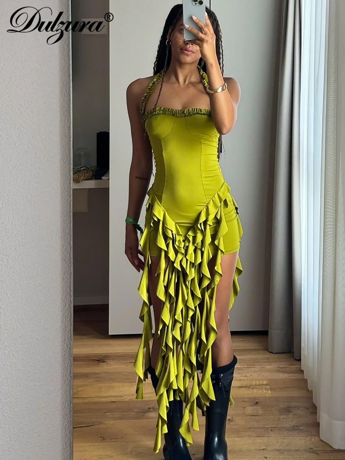 Ruffle Halter Mini Dress