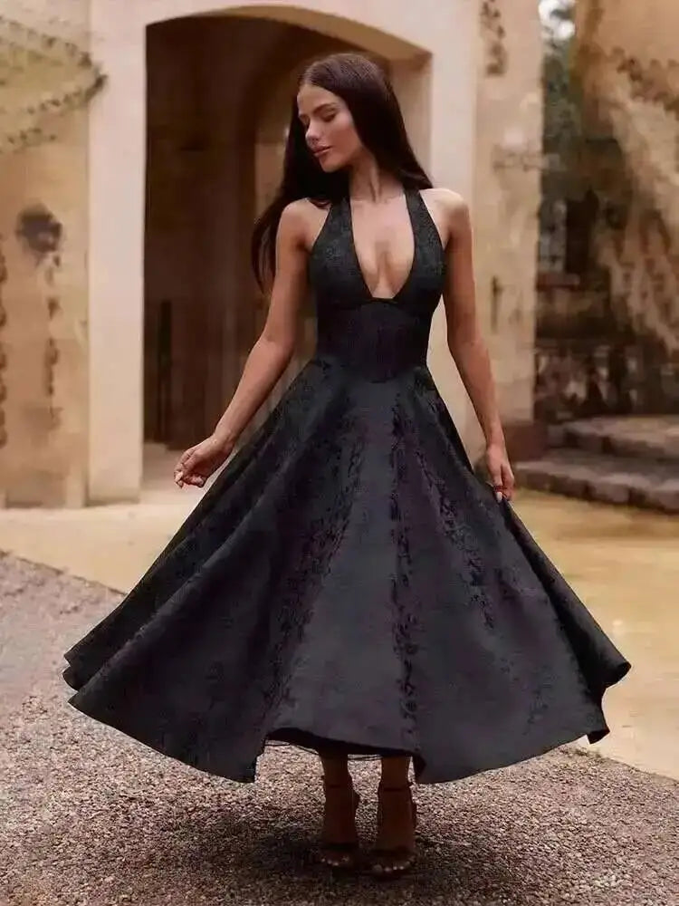 Townlike Women's Elegant Jacquard Backless Mini Dress - USA Made Chic