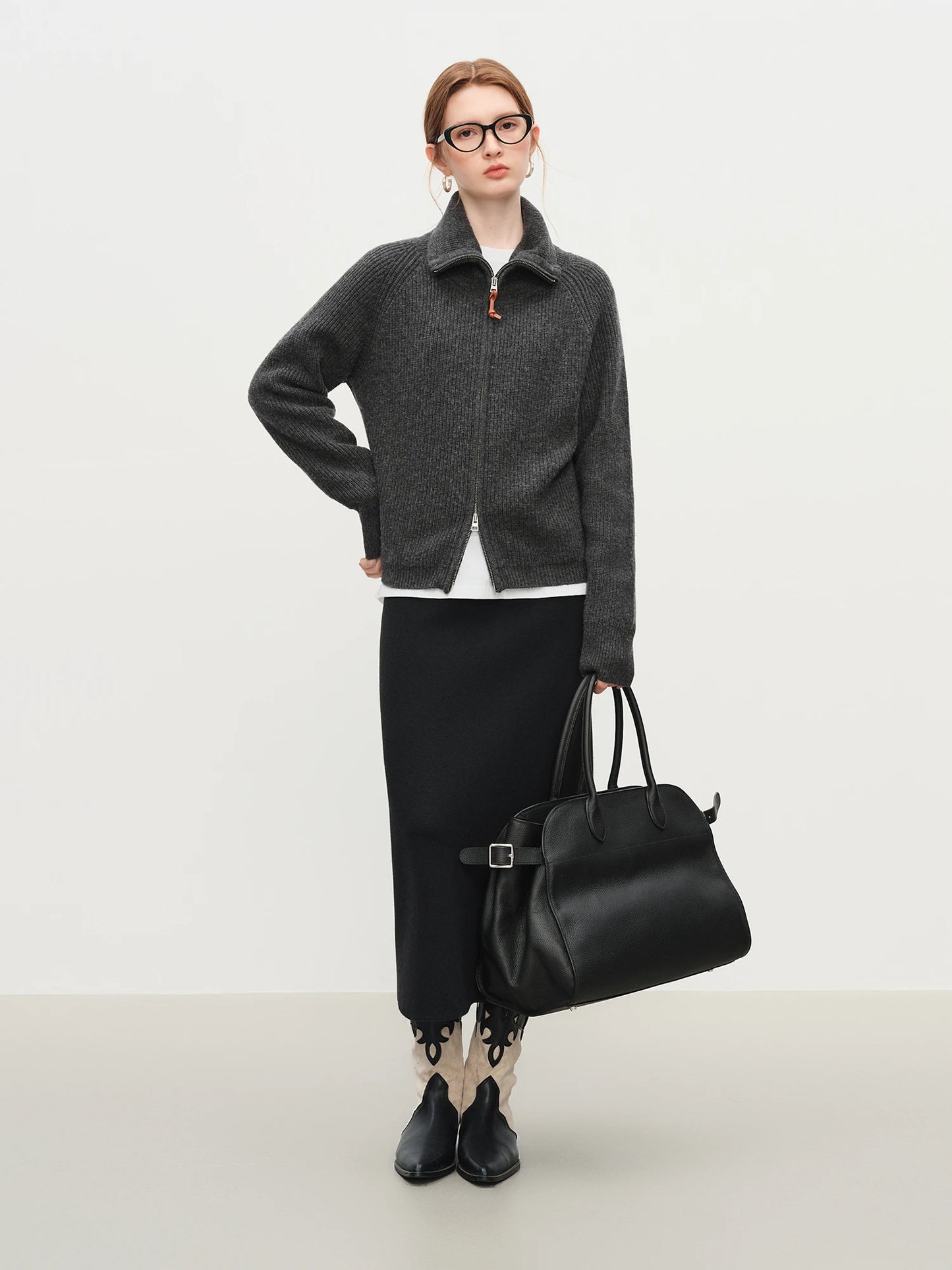 Women's Loose Fit Wool Blend Zipper Cardigan – Fall/Winter 2025 USA Style