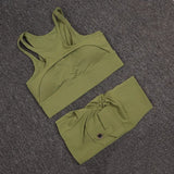 Fitness Shorts Yoga Sets Women's Tracksuit High Waist Sportswear Bra Workout Leggings Cycling Gym Shorts Sports Suit With Pocket