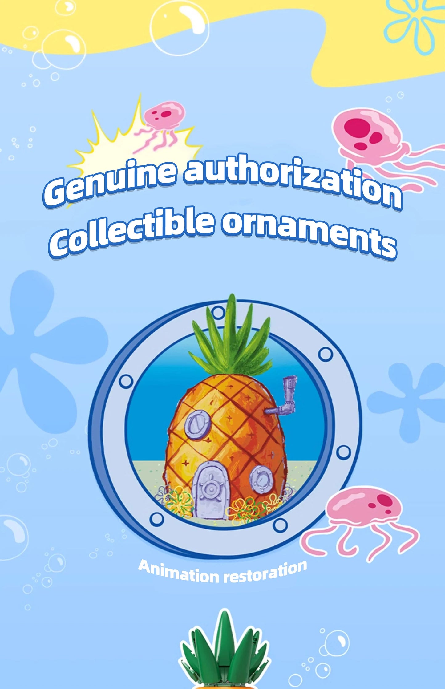 Spongebob Cartoon Krusty Krab Restaurant Building Blocks Creative Canteen Scenes Model Bricks Desktop Ornaments Fans Toys Gifts