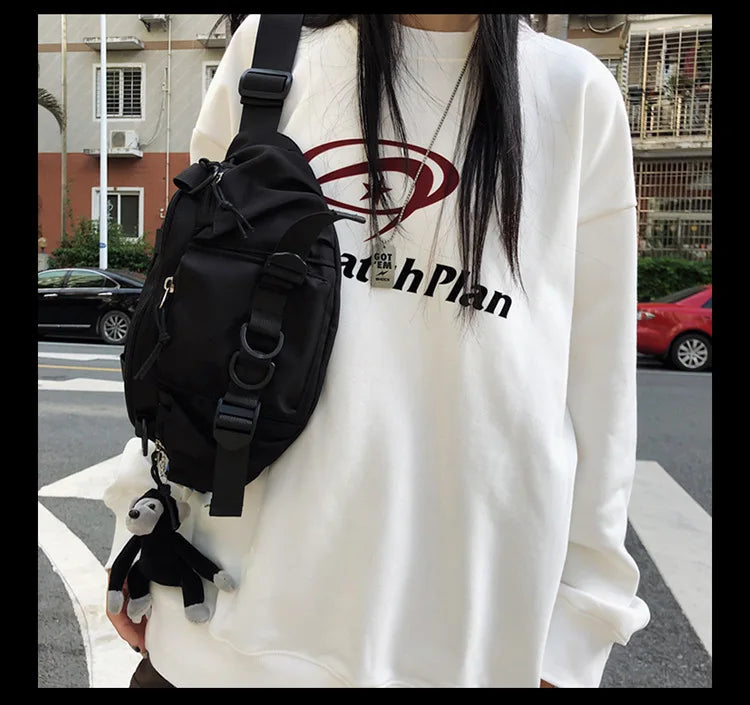 2024 Techwear Style Punk Hip Hop Single Shoulder Crossbody Bag Men Women Street Vintage Chest Bag Casual Sport Fanny Pack
