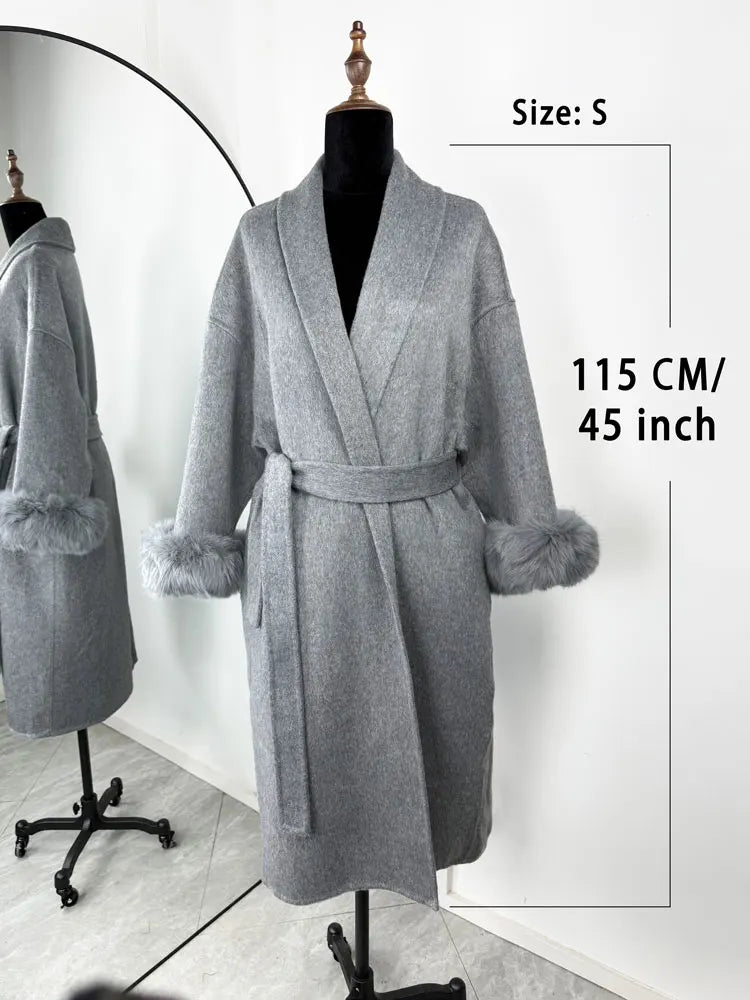 Fox Fur Trim Wool Overcoat