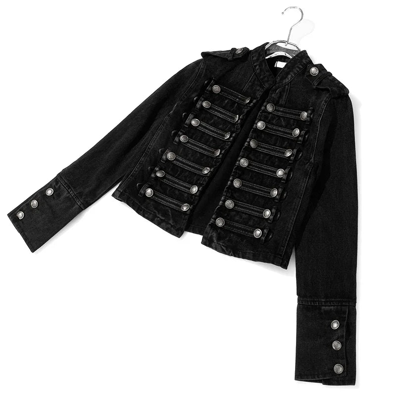 Split-Button Cropped Denim Jacket – Streetwear Jean Outerwear