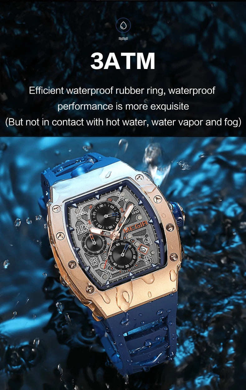 Men's Sport Chronograph: Stainless Steel Waterproof Quartz Watch