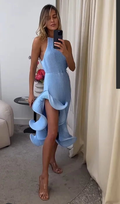 Summer Elegance: Women’s  Irregular Sleeveless Maxi Dress