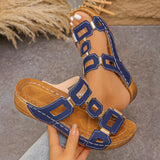 Women's Wide-Fit Roman Sandals — Open Toe Wedge Beach Shoes