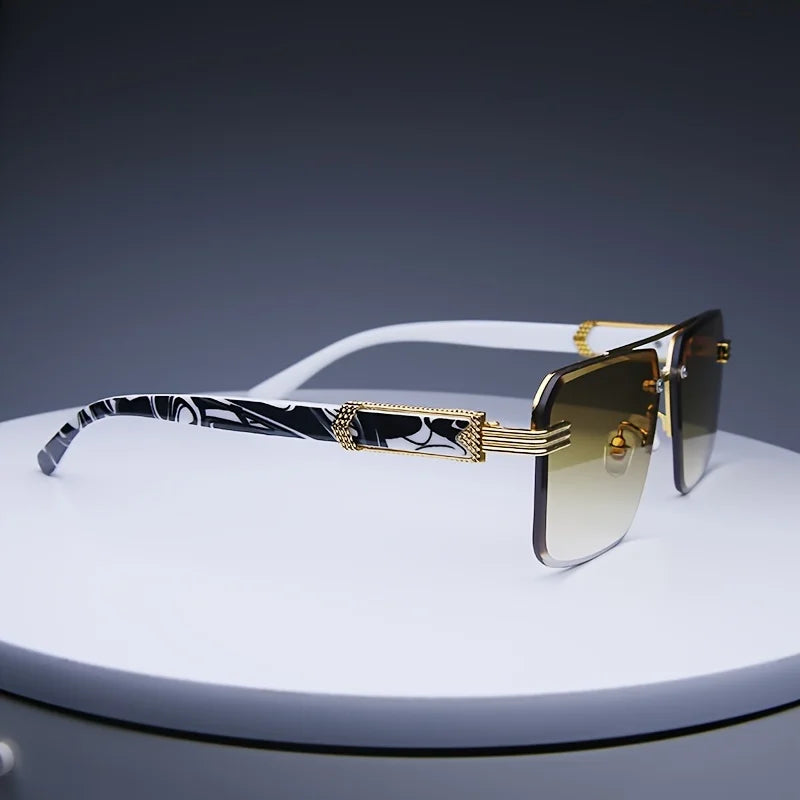 Rimless Rectangle Sunglasses – UV400 Unisex Shades