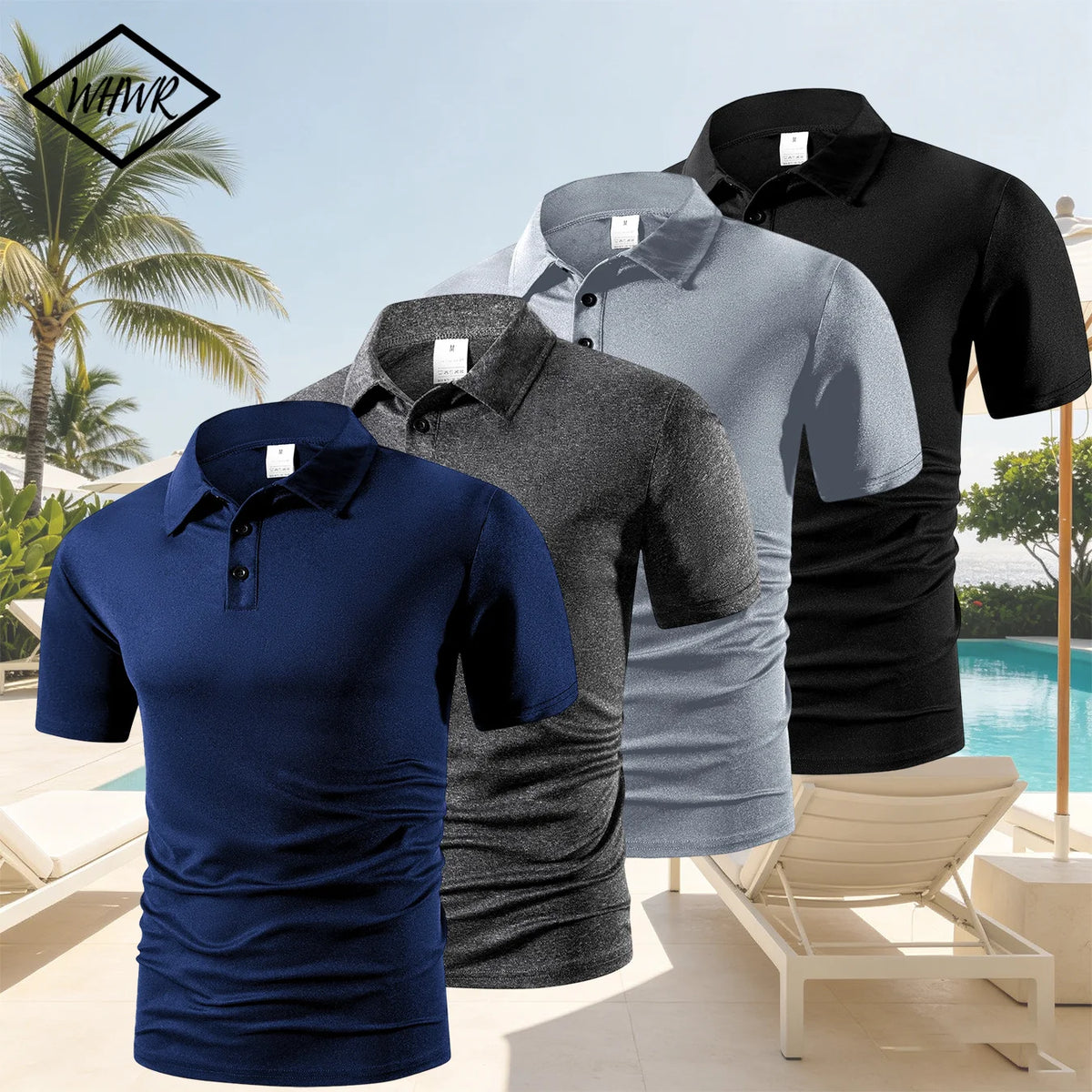 Men Classic Solid Polo Shirt Lapel Neck Short Sleeve Slim Fit Breathable Tee Smart Casual Office Daily Male Shirts