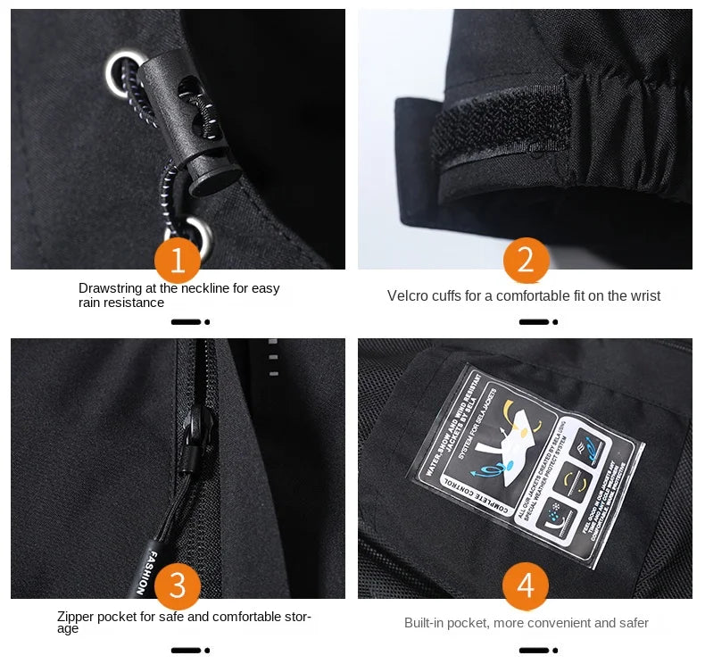 Men's Waterproof Hooded Windbreaker Jacket