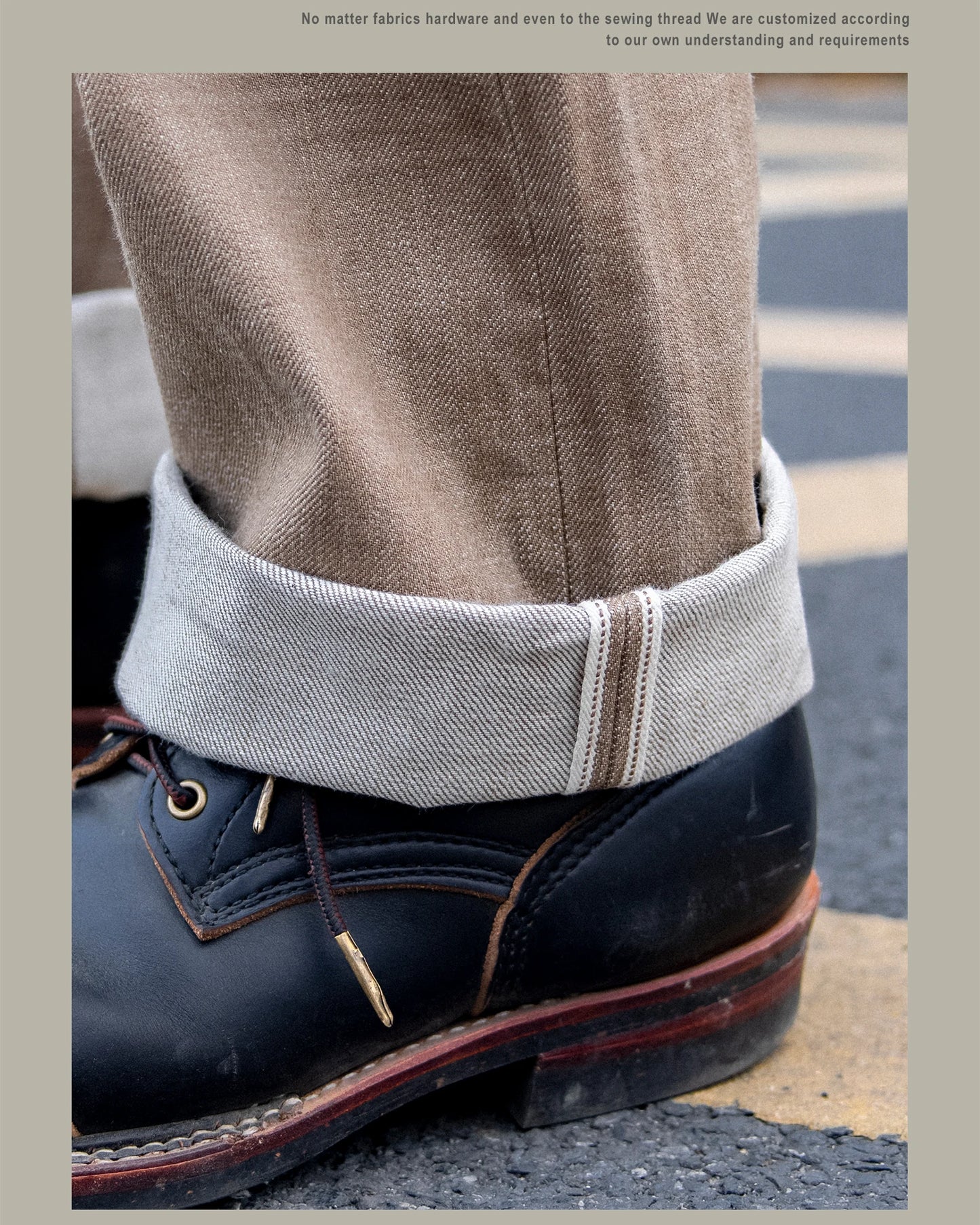 Red Tornado American Jeans Men's Retro 18oz Loose Straight Brown Selvedge Denim Jeans 634 Version