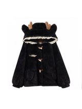 Women's Hooded Faux Fur Coat with Deer Ears
