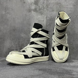 Men Women High-TOP Shoes Casual Canvas Jumbo Lace Up Sneakers Luxury Designer Zip Hip Hop Autumn Flats Black Boots