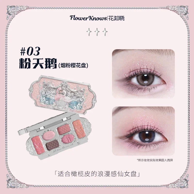 Flower Knows Strawberry Rococo Moonlight Mermaid Jewel Eyeshadow Palette 5 Colors Pearlescent Mashed Potatoes 2023