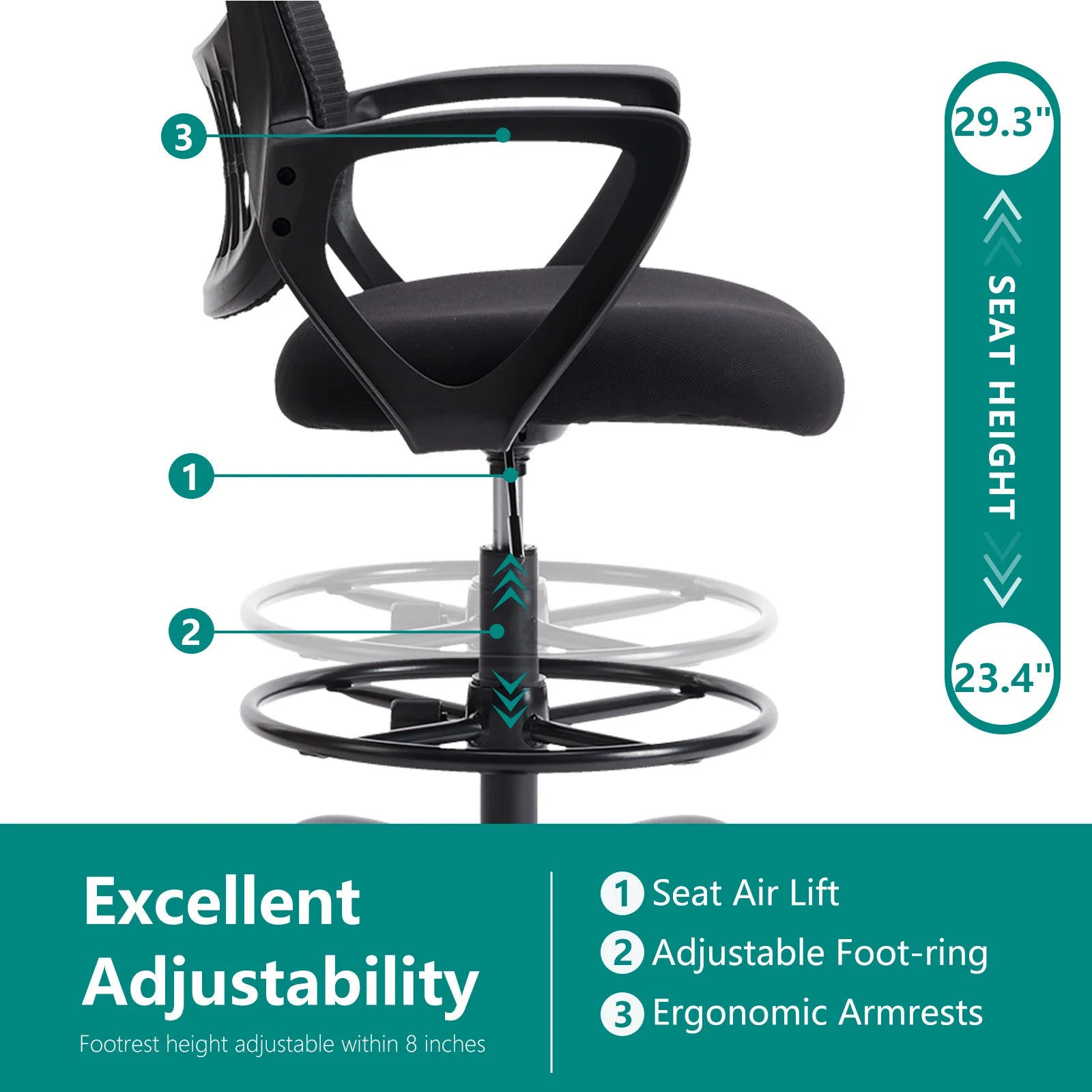 JHK Ergonomic Mesh Backrest Office Chair | Adjustable