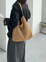Frosted Suede Tote Bag – Large Capacity Shoulder Bag