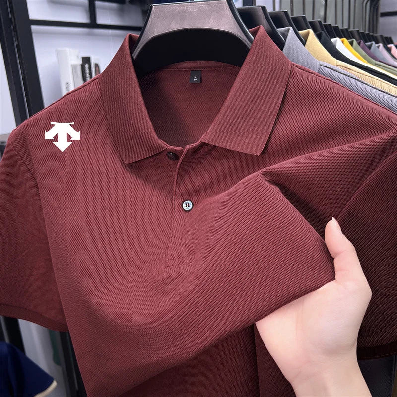 Men's Luxury Cotton Polo | Geometric Print Summer Shirt