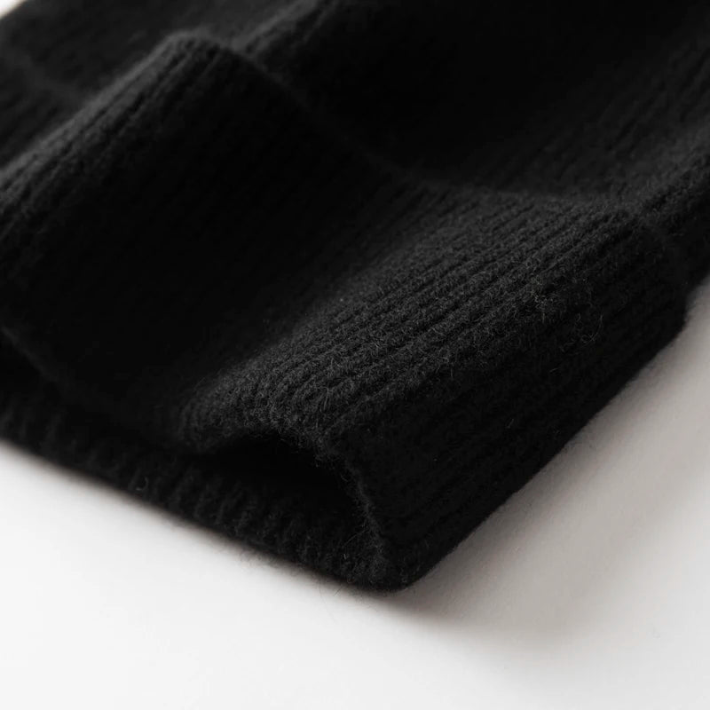 MERRILAMB Men's Pure Cashmere Ribbed Beanie | Soft & Warm