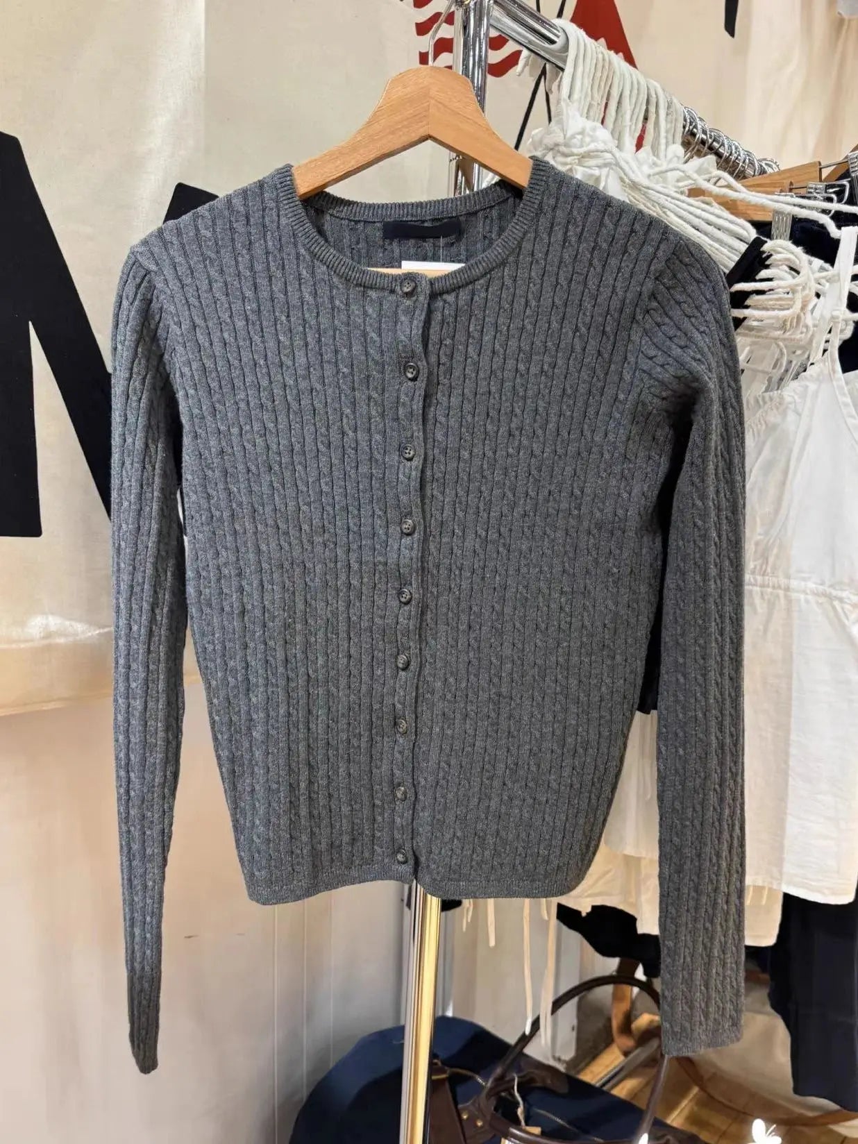 USA-Made Red Twist Flower Knit Cardigan – Vintage Y2K Slim Crop Top