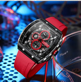 Men’s Sport Quartz Watch – Yellow Silicone Strap, Luminous Auto Date Square Dial