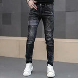 Men's Printed Stretch Slim Fit Denim Jeans