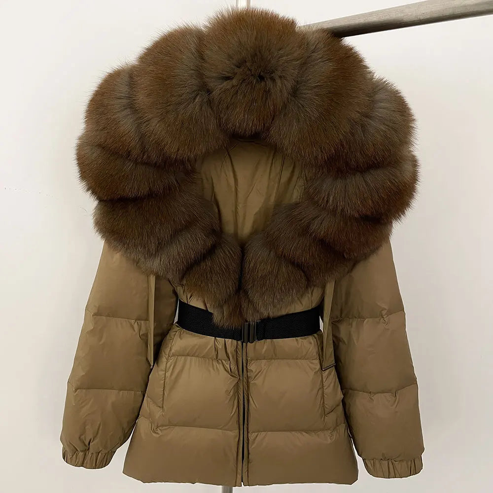 Real Fox Fur Hooded Duck Down Puffer