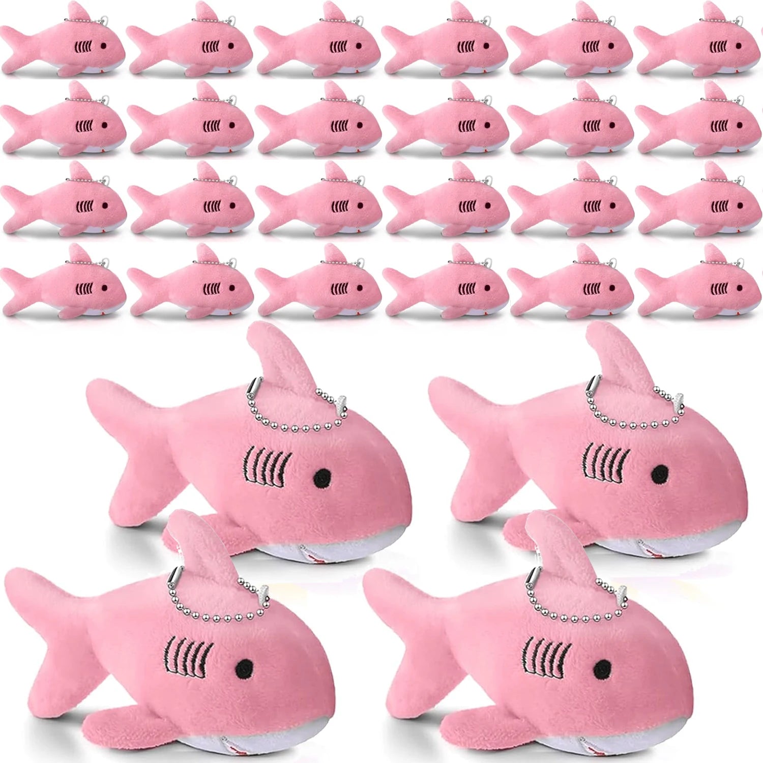 12-48Pcs Shark Plush Keychain Mini Stuffed Animal 3.94" Shark Party Favors Bulk Soft Tiny Shark Keychain Shark Backpack Keychain