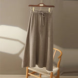 Wool A-Line Midi Skirt – Women's Knit Autumn Winter