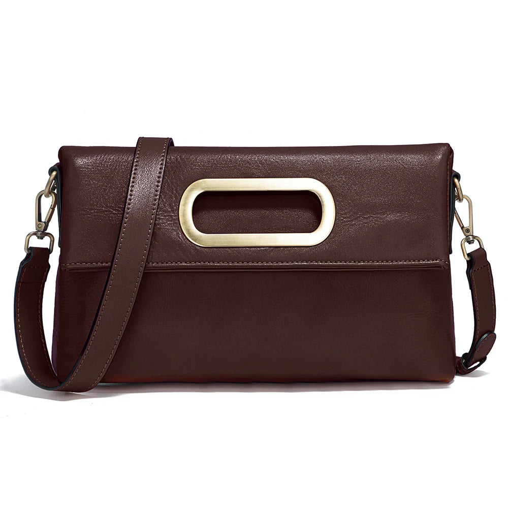 Zency Vintage Genuine Leather Handbag for Women Large Capacity Brown Crossbody Designer Shoulder Bag 2026 Summer Beige Sac Bolsa