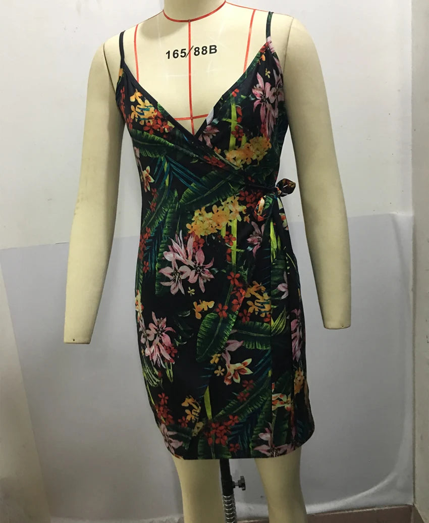 V-Neck Bodycon Mini Dress