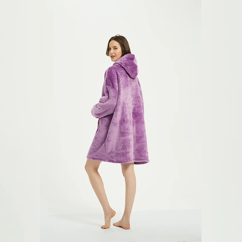 Oversized Microfiber Fleece Hoodie Blanket