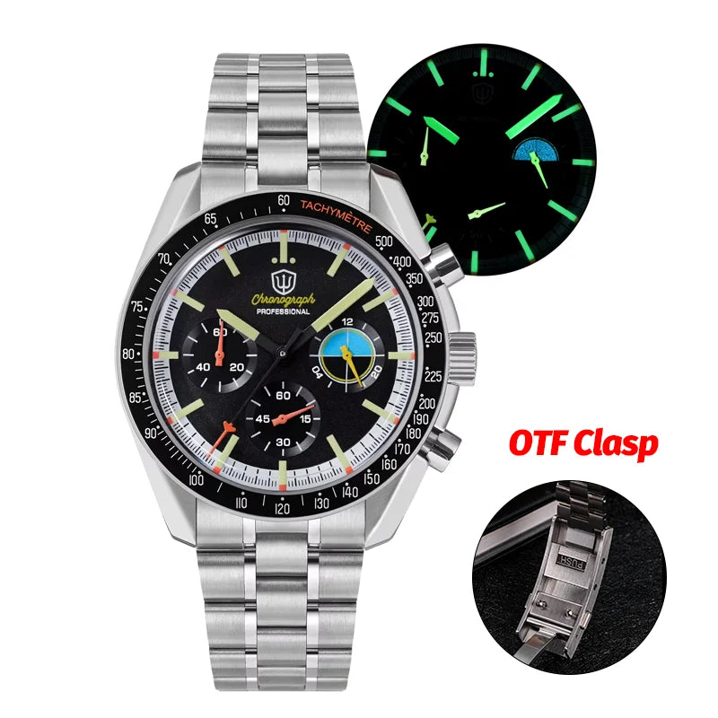 Watchdives WD1863 New Multifunctional Quartz Watch Black VK63 Sports Chronograph Watch Bubble Sapphire Waterproof 100 Wristwatch