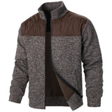 Men's Autumn/Winter Zip-Up Knit Jacket – Striped Check Stand Collar Sweater Coat