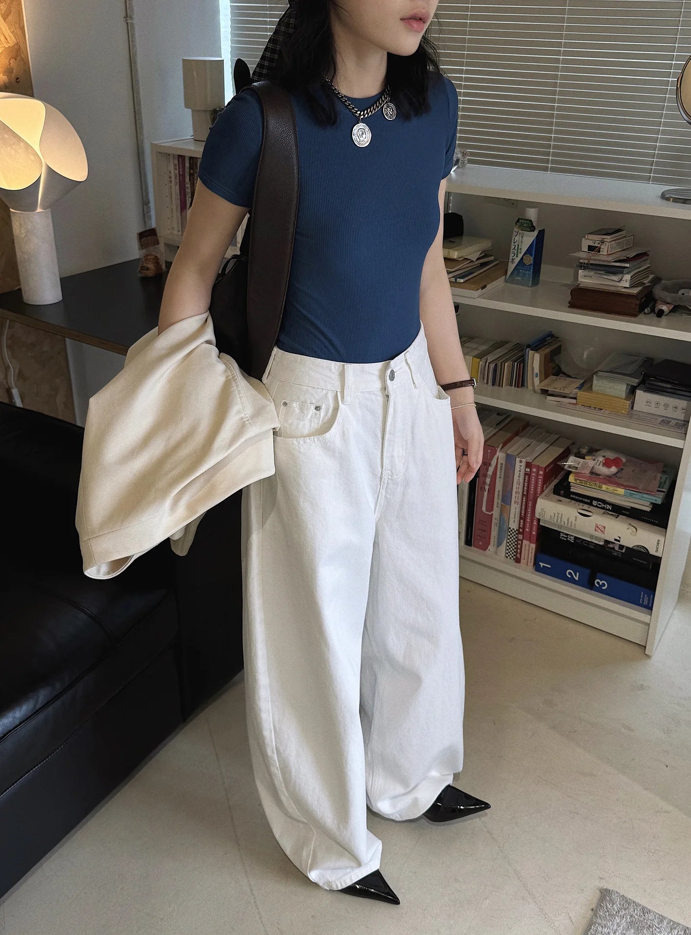 Spring/Summer New American Retro Fashionable High Waist Washed Used Cat Beard Jeans Loose Wide Leg Pants Women