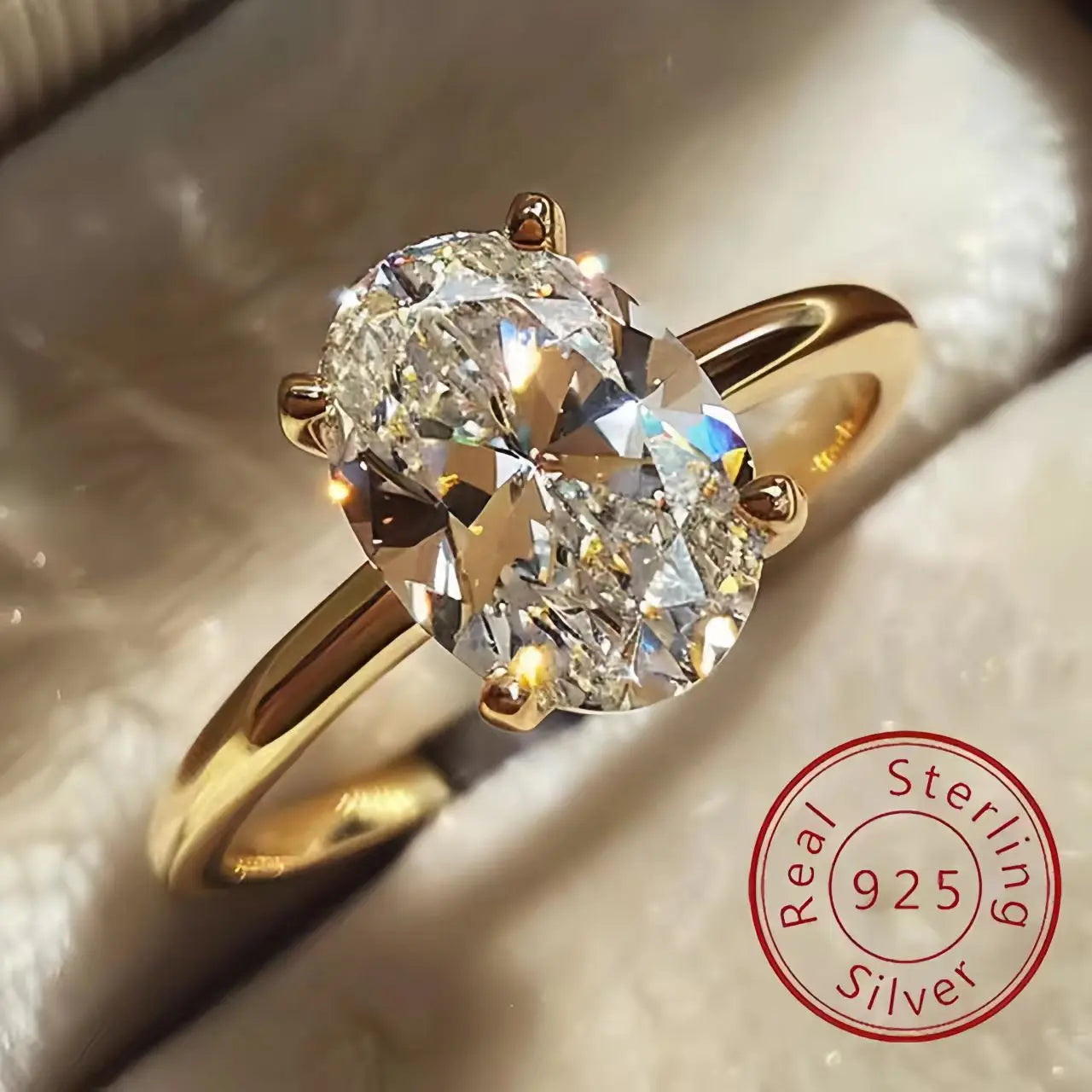 925 Sterling Silver Oval Cut Zircon Ring – Luxury Engagement & Wedding Jewelry