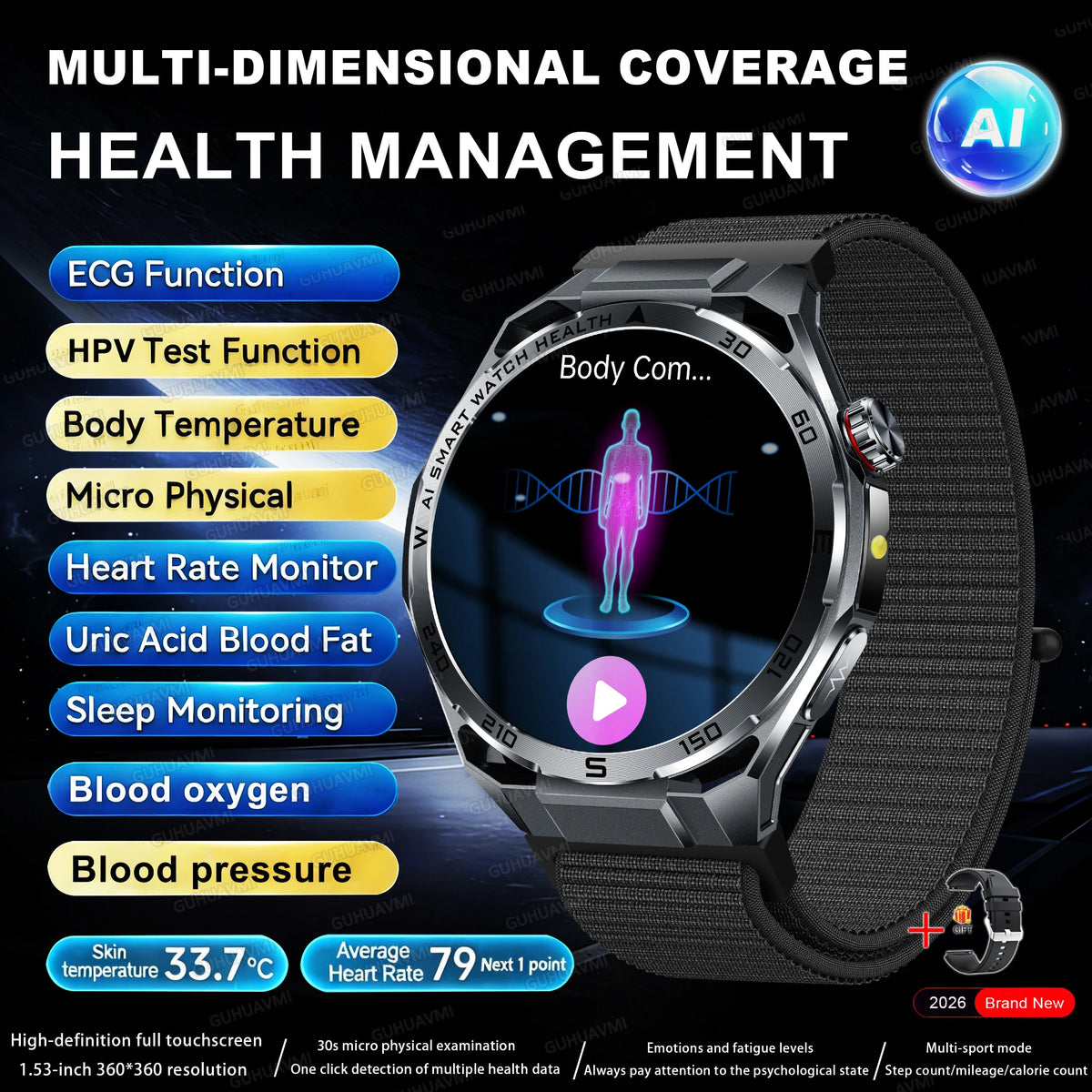 ECG+PPG Advanced Health Smart Watch for Men & Women