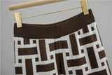 Women’s Autumn Color-Block Knit Set | Loose Split Top & Wide Leg Pants